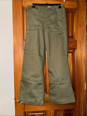 High-Waist Olive Green Wide-Leg Pants